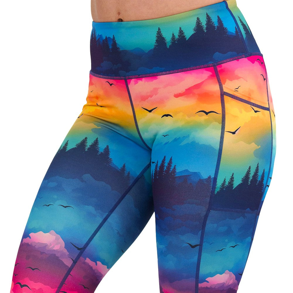 colorful sunset patterned leggings
