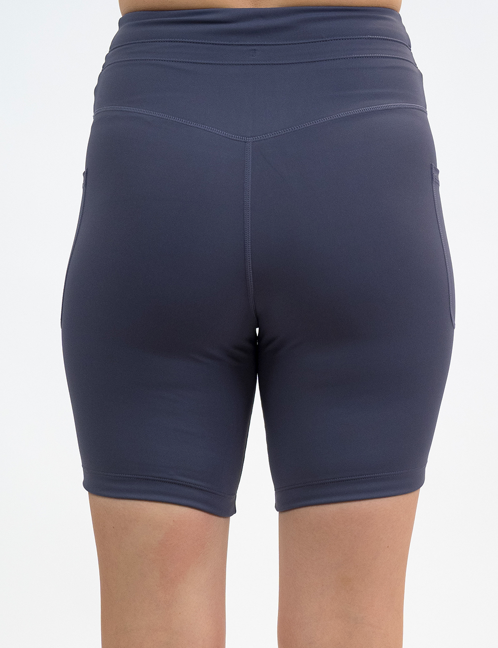 back of the 7 inch omni light purple shorts against a white background