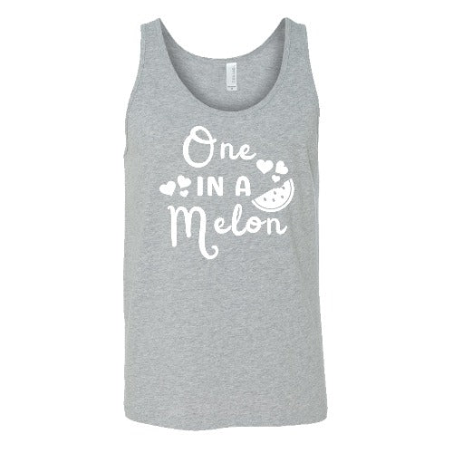 grey unisex shirt with the saying "one in a melon" on it
