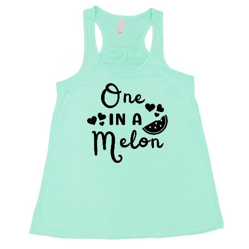 mint racerback tank top with the saying "one in a melon" on it