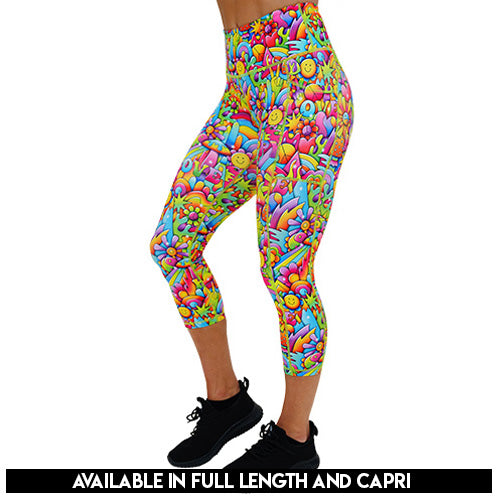 70s themed leggings available in full and capri length
