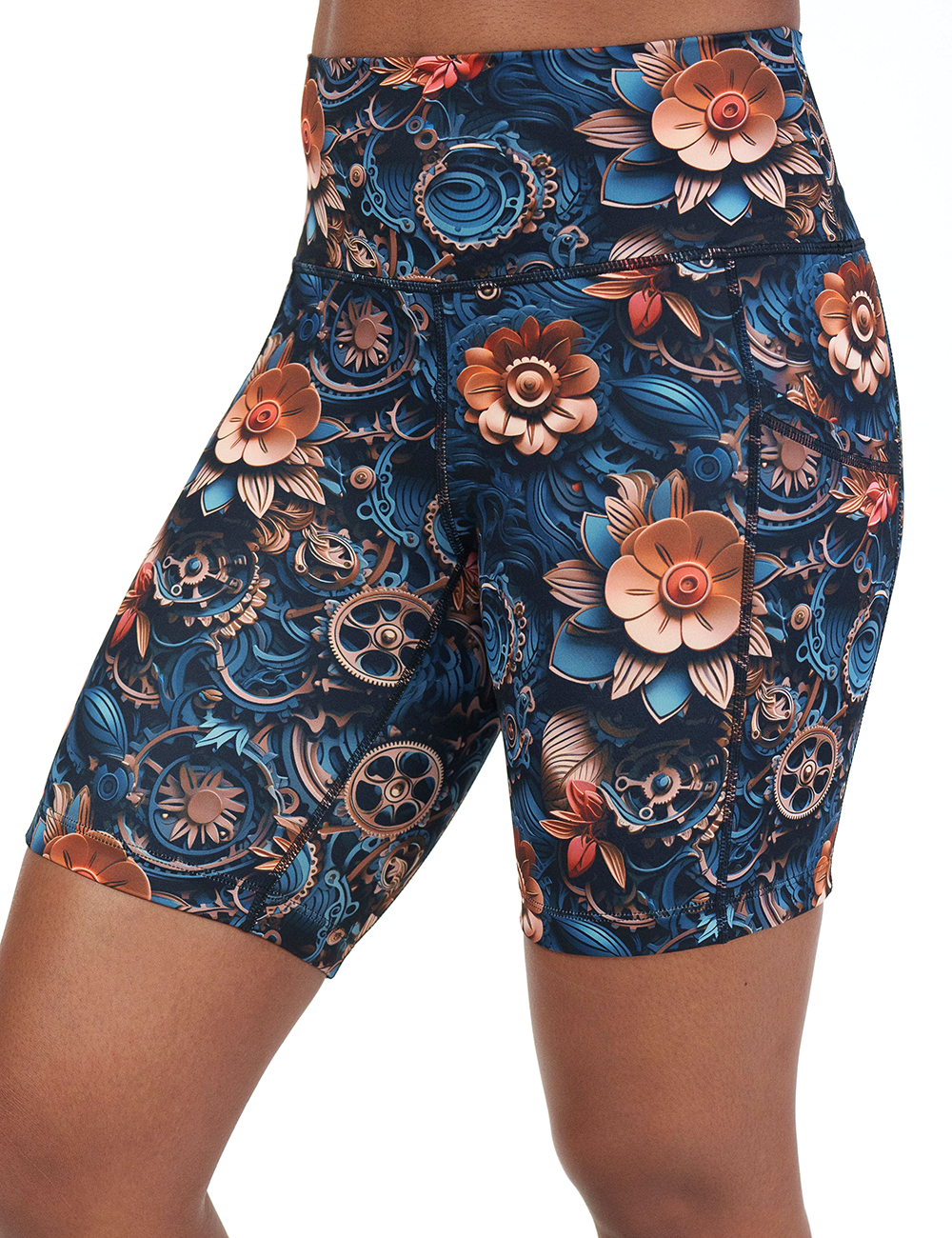 mechanical flower print shorts