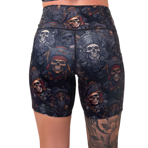 back of the 7 inch pirate themed shorts