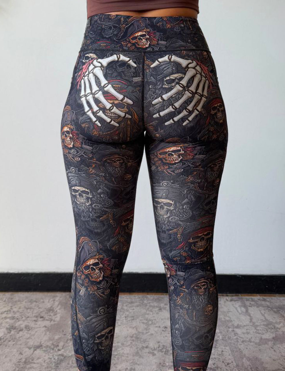 pirates leggings with skeleton hands on the butt