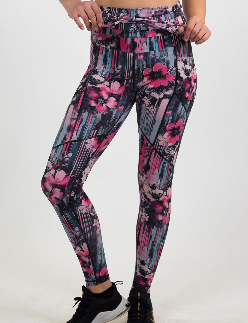 full length legacy leggings with a multicolor pink floral print