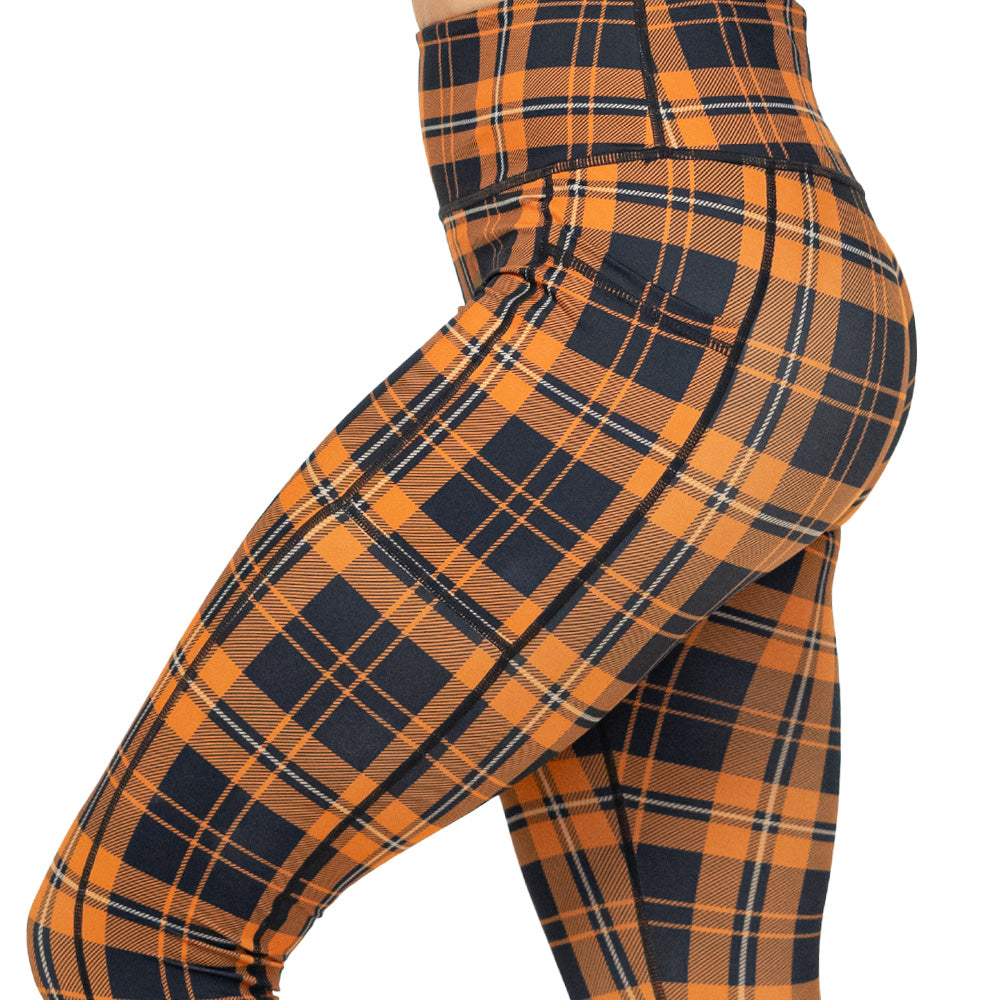 orange plaid leggings