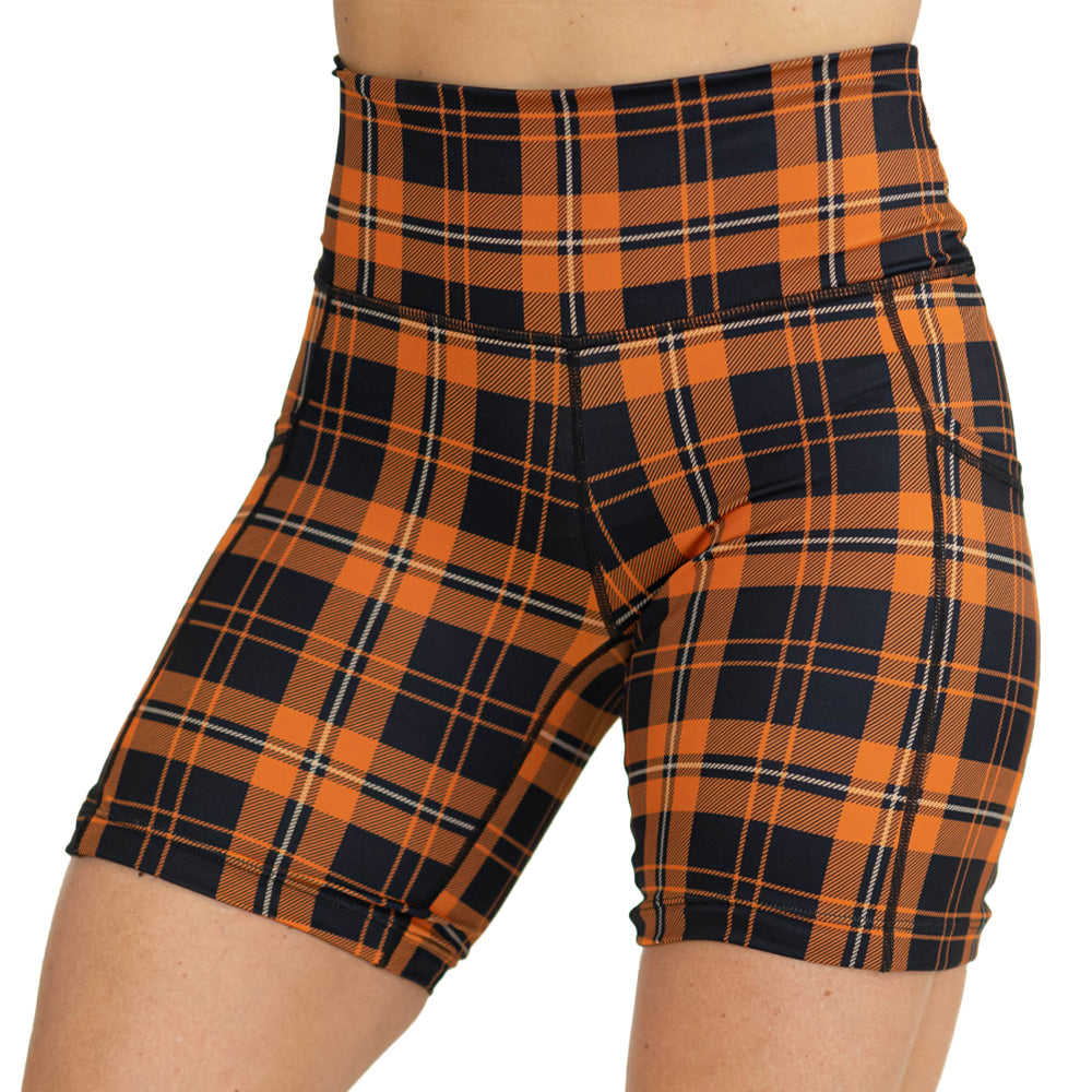 Pumpkin Patch Plaid Shorts Workout Shorts for Women – Constantly