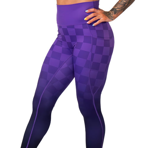 purple ombre checkered leggings