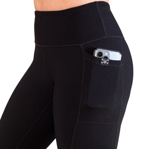 black ribbed legging's side pocket
