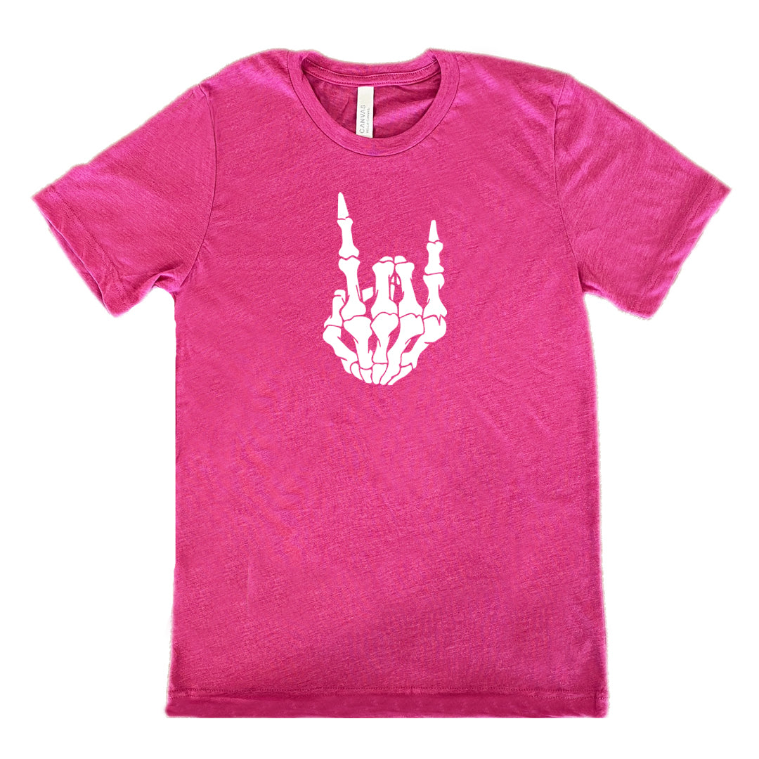 skeleton rocker hand berry unisex tee