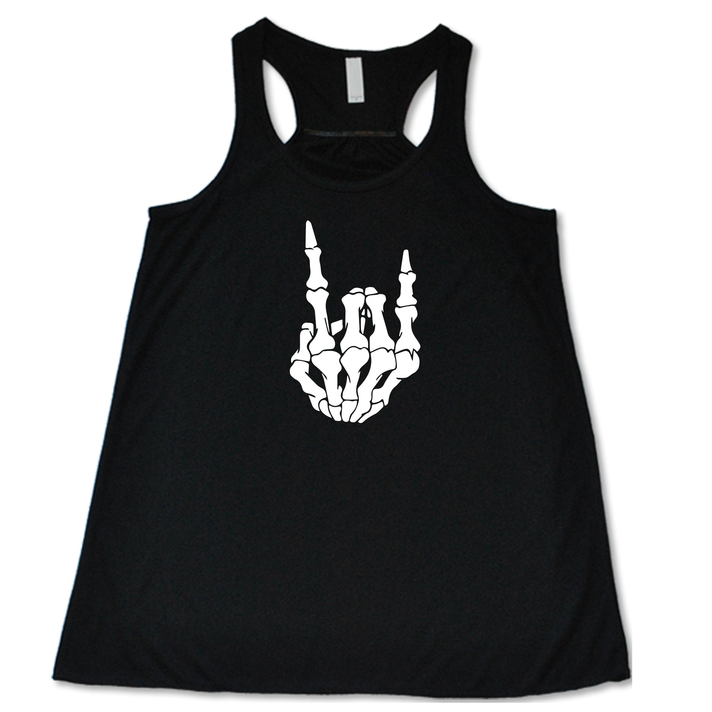 skeleton rocker hand black racerback shirt