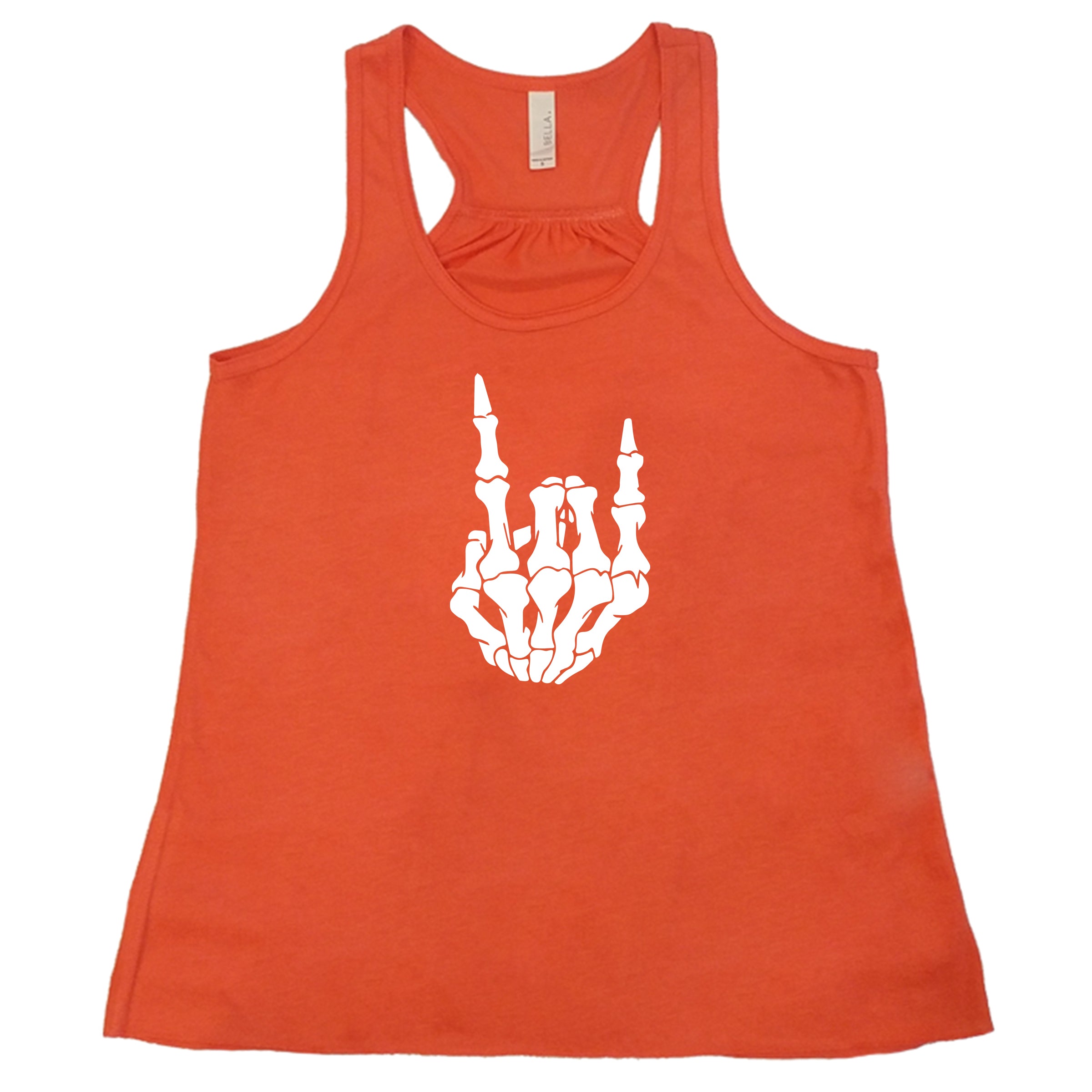 skeleton rocker hand coral racerback shirt