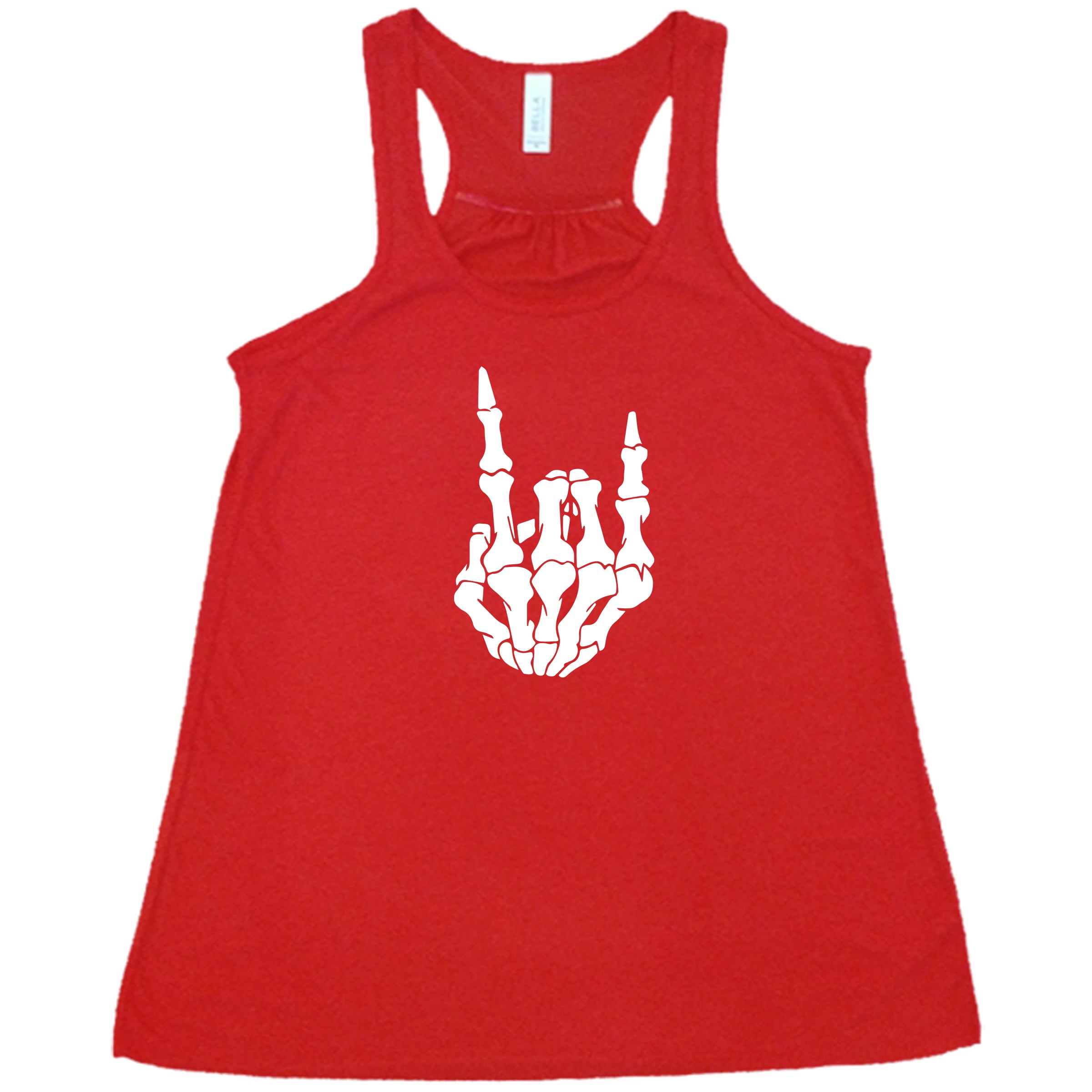skeleton rocker hand red racerback shirt