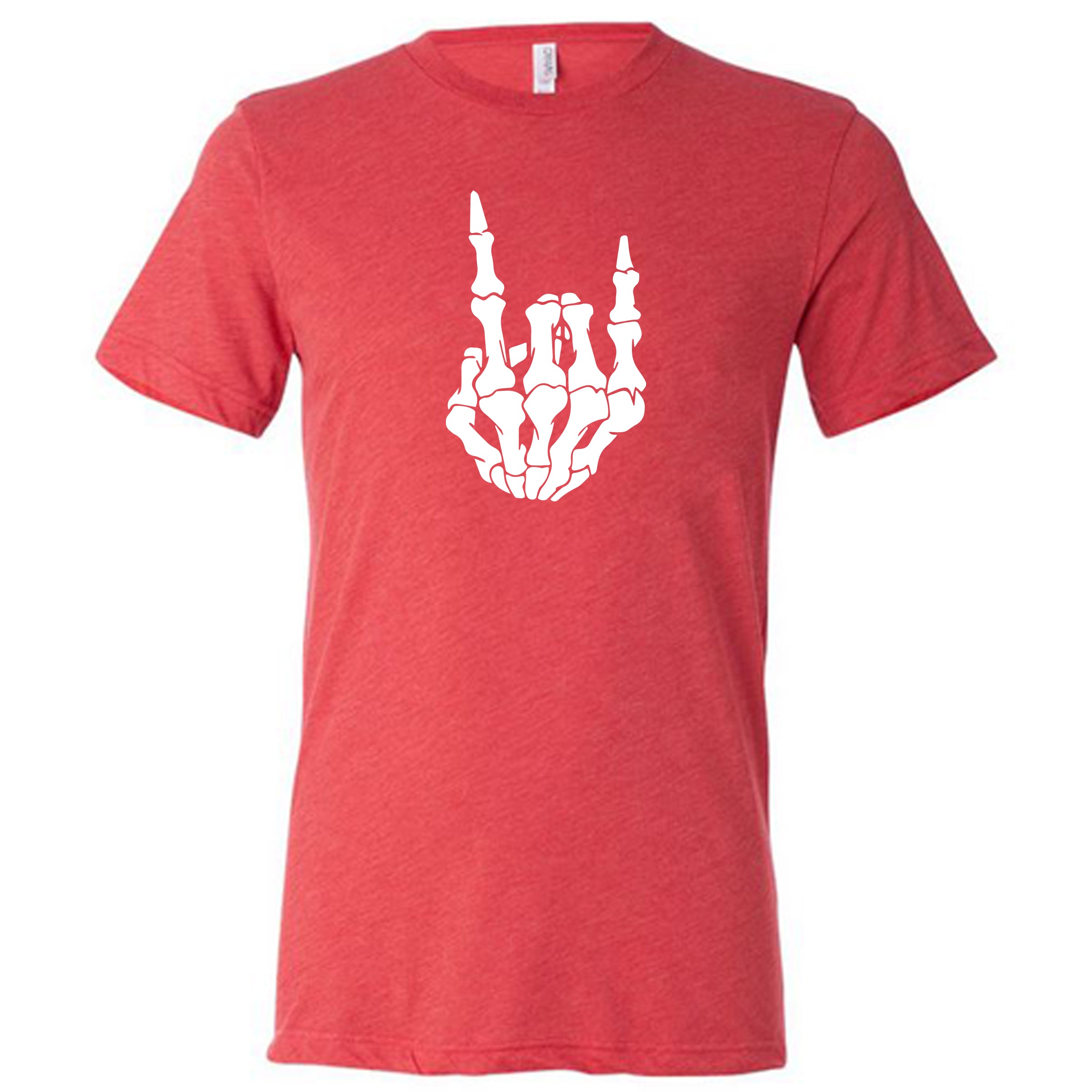 skeleton rocker hand red shirt