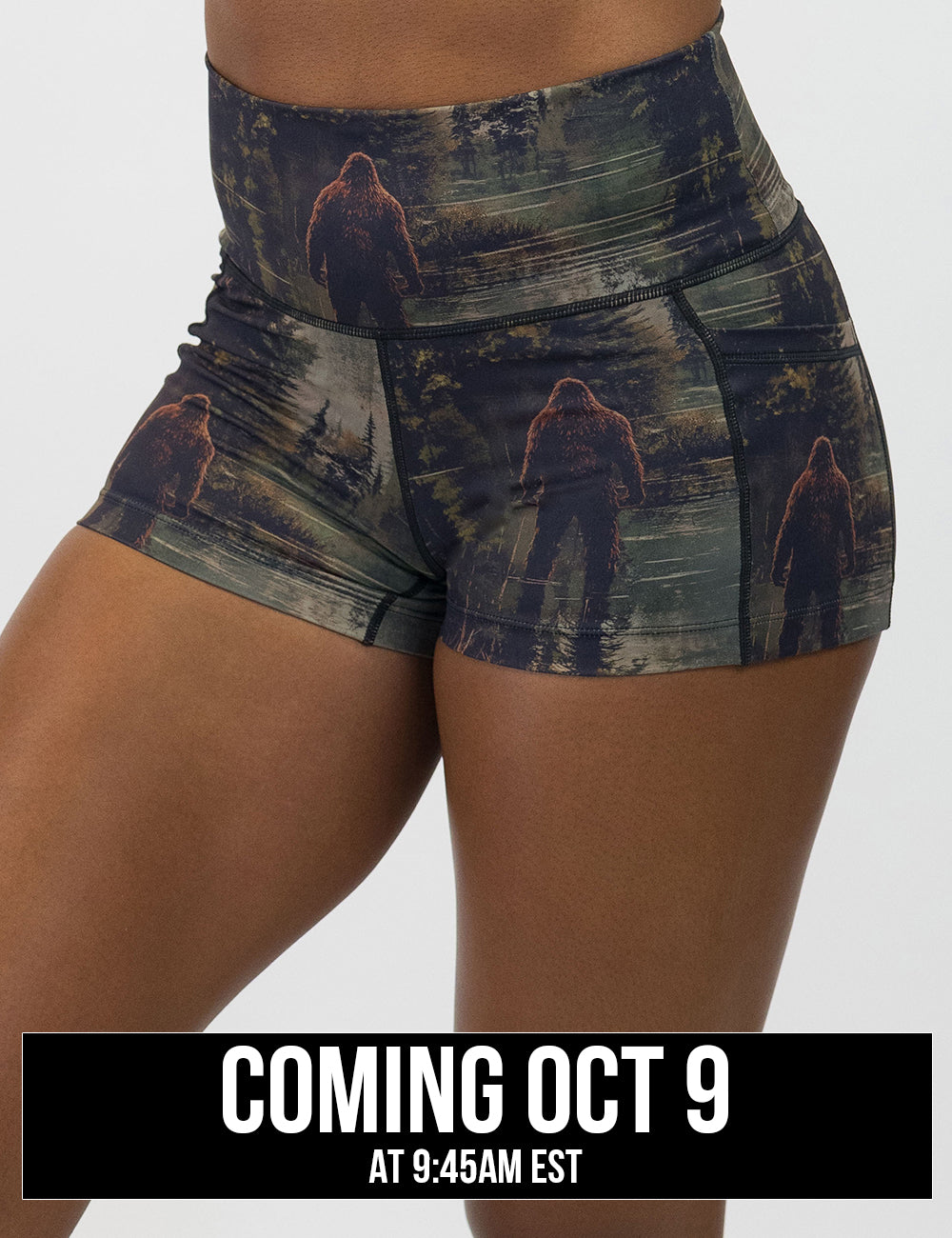 front of the 2.5 inch bigfoot in a forest shorts coming October 9th
