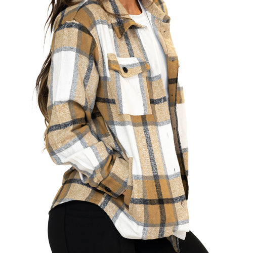 brown & white plaid shacket