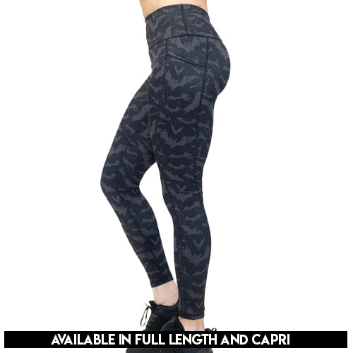 bat pattern leggings available in full and capri length