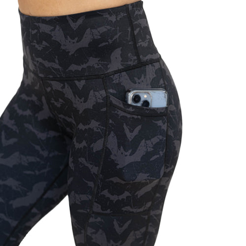 bat pattern leggings side pocket