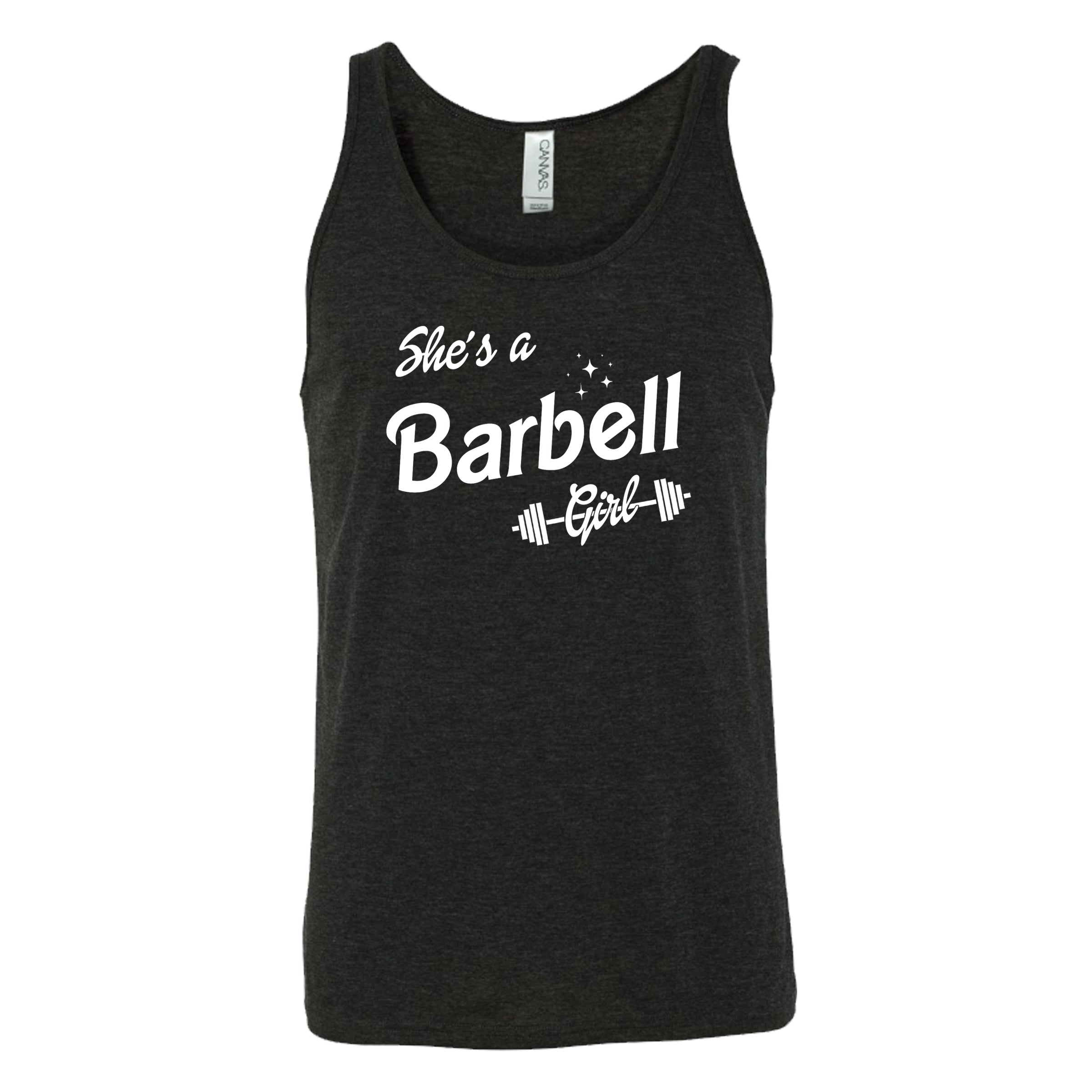 black she's a barbell unisex tank