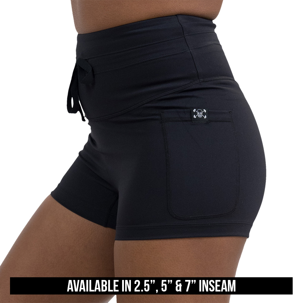 available inseam lengths for the omni black shorts, inseam lengths include 2.5 inch, 5 inch, and 7 inch
