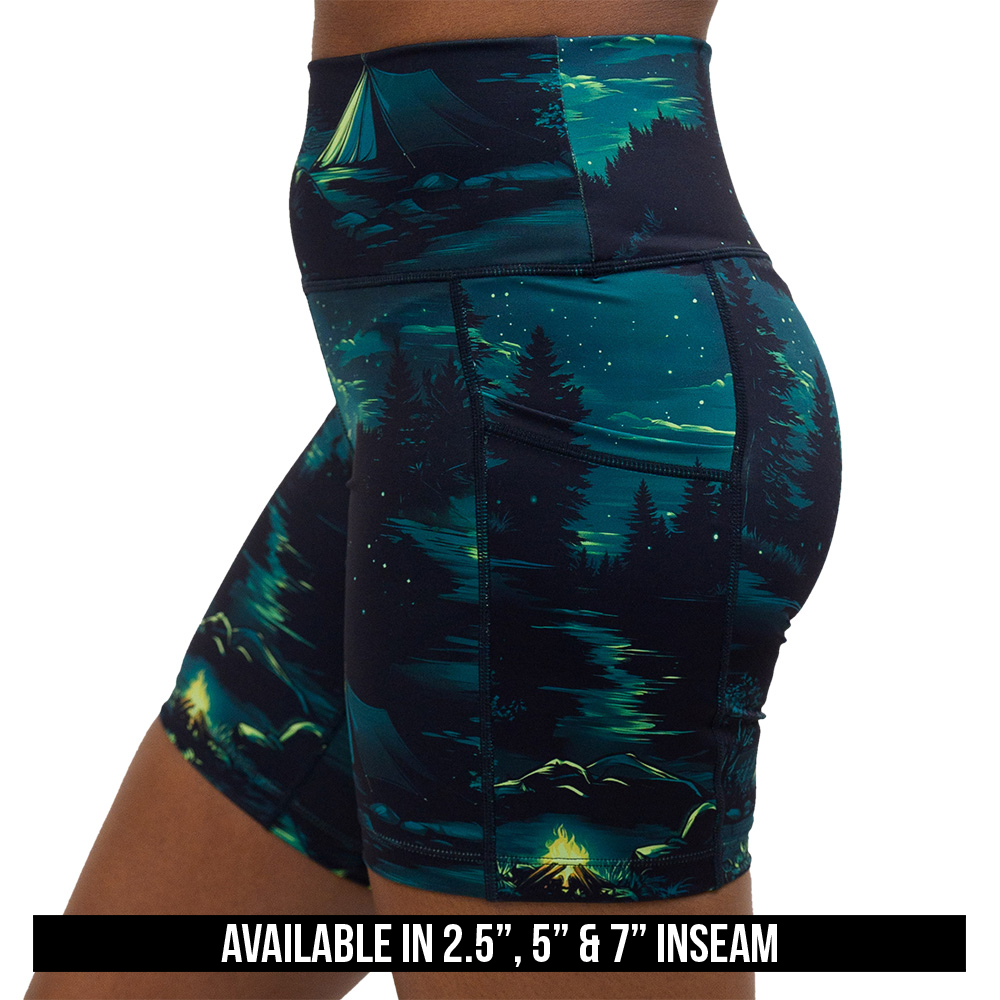 available inseam lengths for the night time camp out shorts, inseam lengths include 2.5 inch, 5 inch, and 7 inch