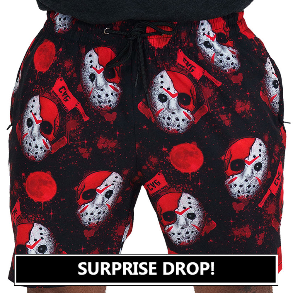 jason mask print men's shorts