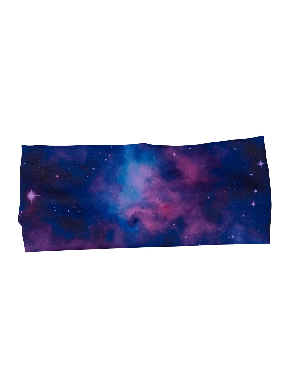 front of the purple and blue space headband against a white background