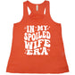coral racerback tank with the saying "in my spoiled wife era" on it