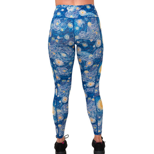 back of the starry night patterned leggings