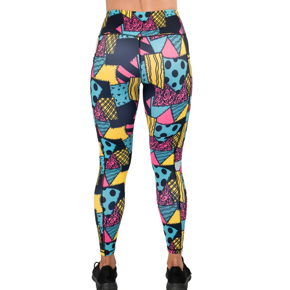 back of the patch print leggings