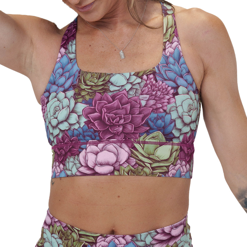 colorful succulents sports bra