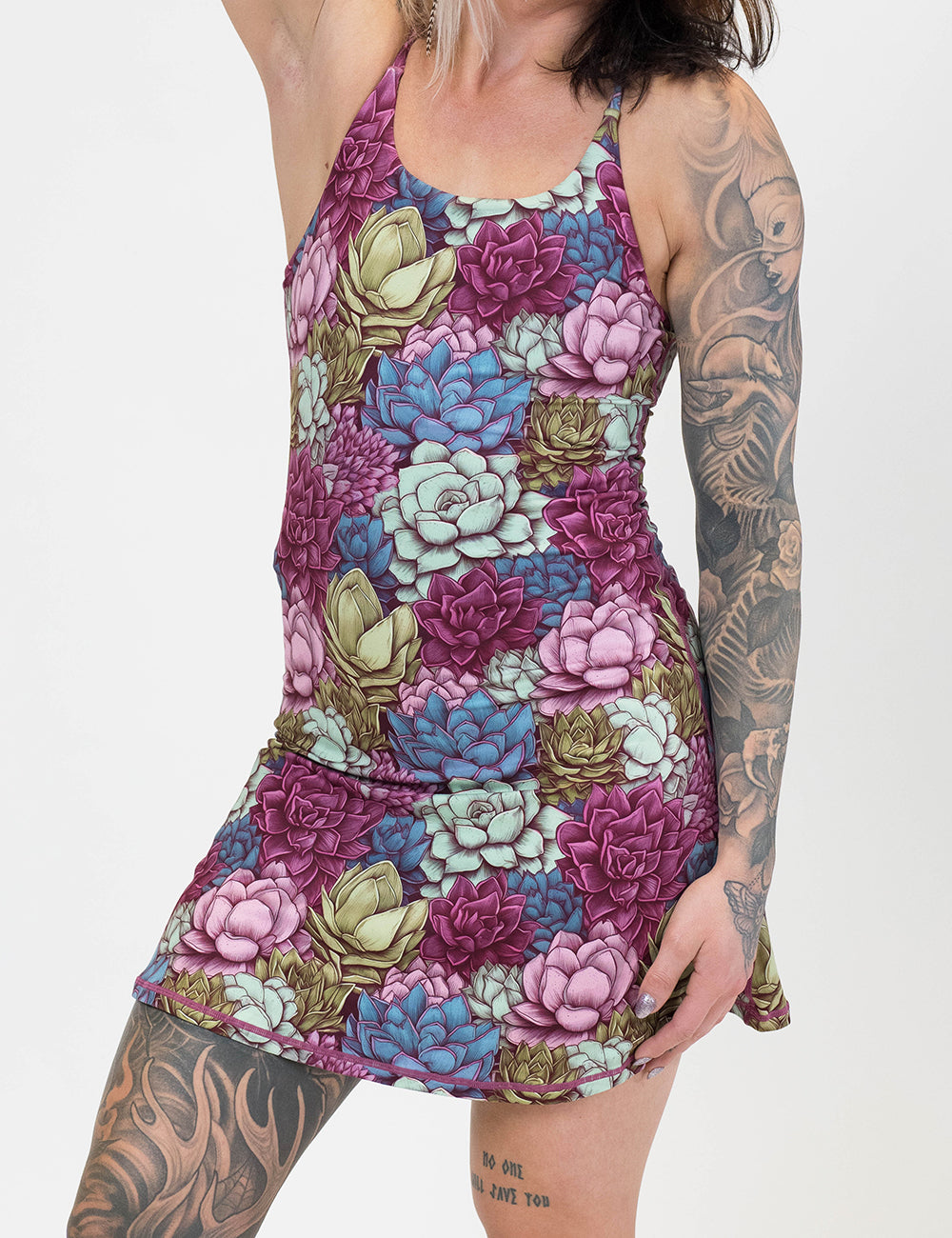 front of the plant patterned dress