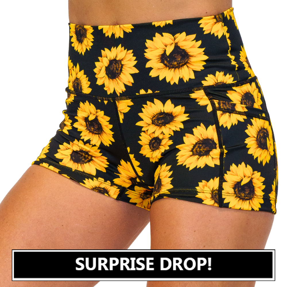 yellow flower shorts surprise drop