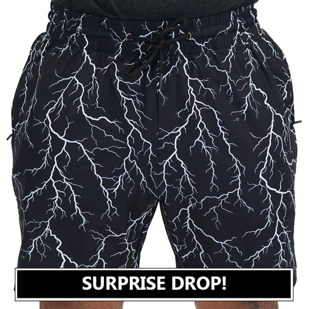 lightning bolt print men's shorts