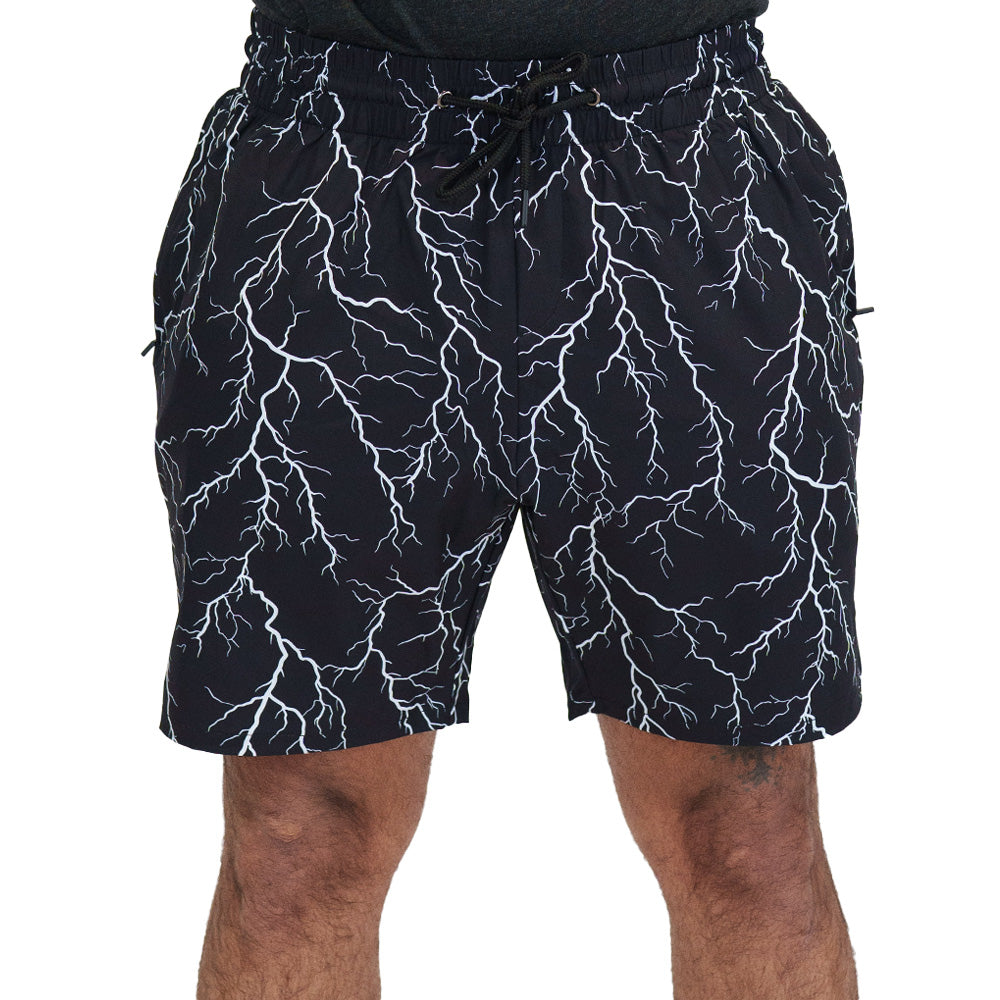 lightning bolt print men's shorts