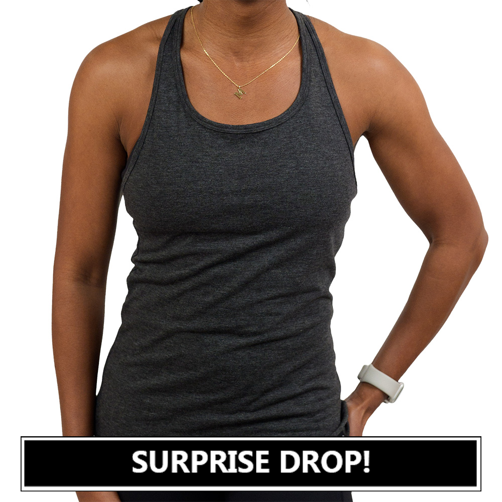 grey open back tank top surprise drop