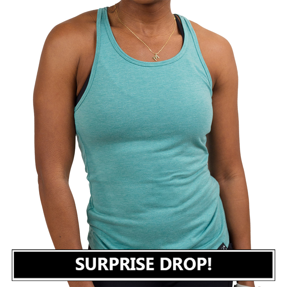 teal open back tank top surprise drop