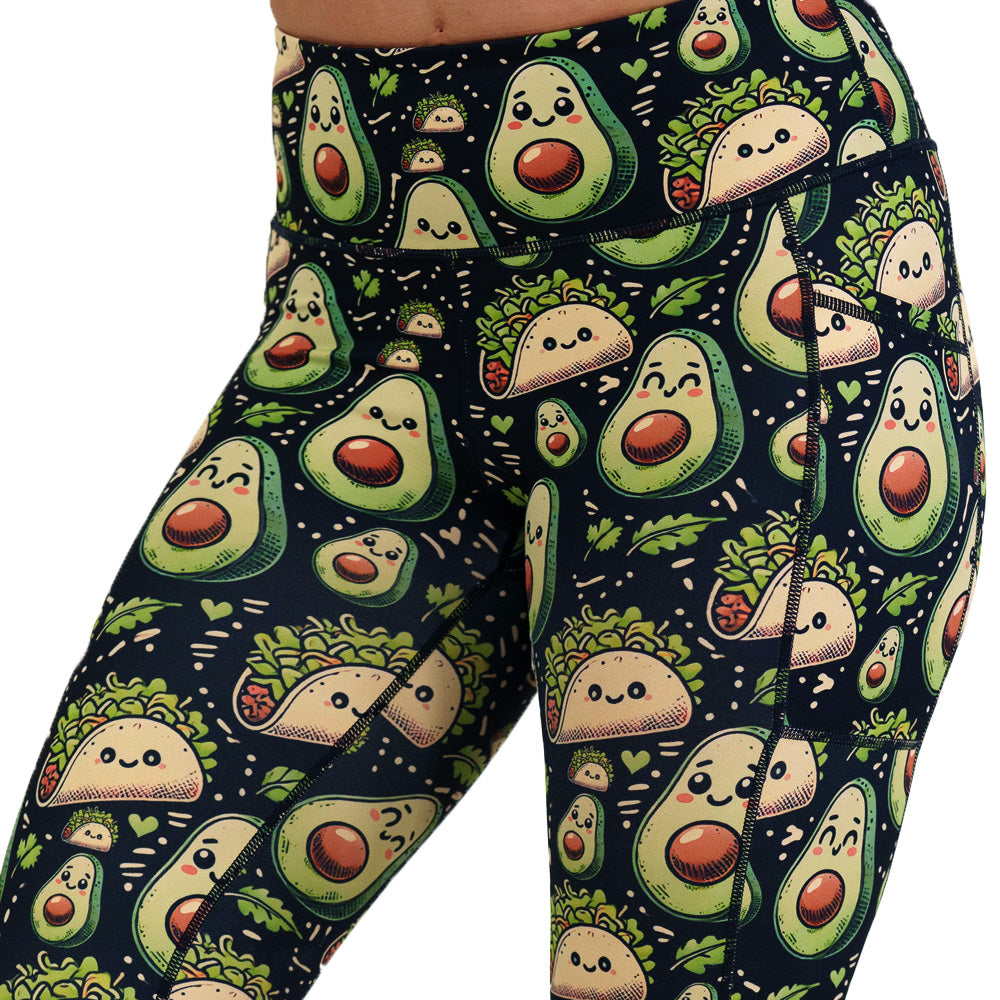 taco and avocado print leggings