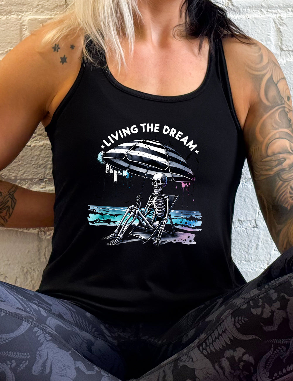 model wearing the Living The Dream Shirt