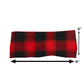 red and black plaid headband measured at 2 inches by 9 inches