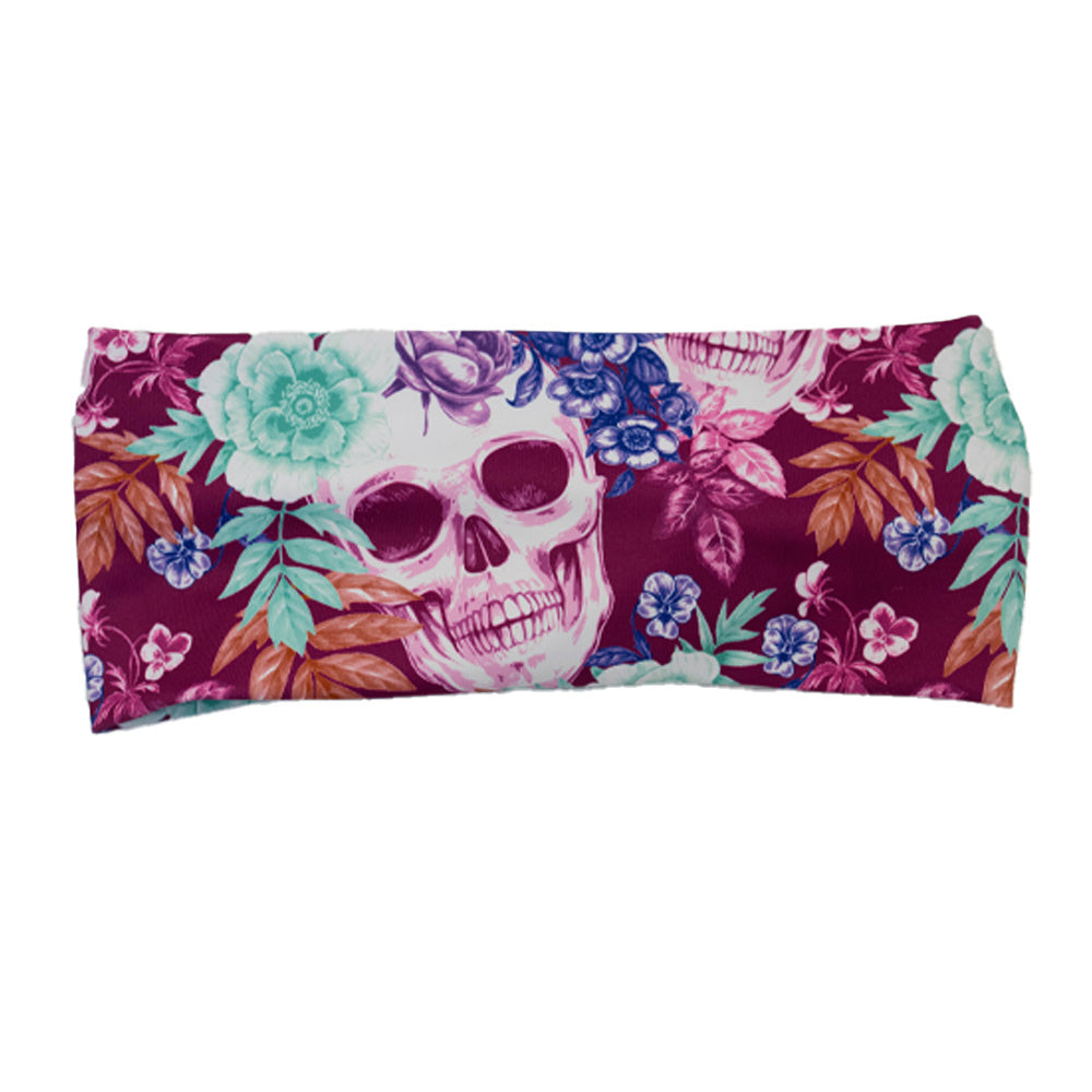 skull and flower patterned headband