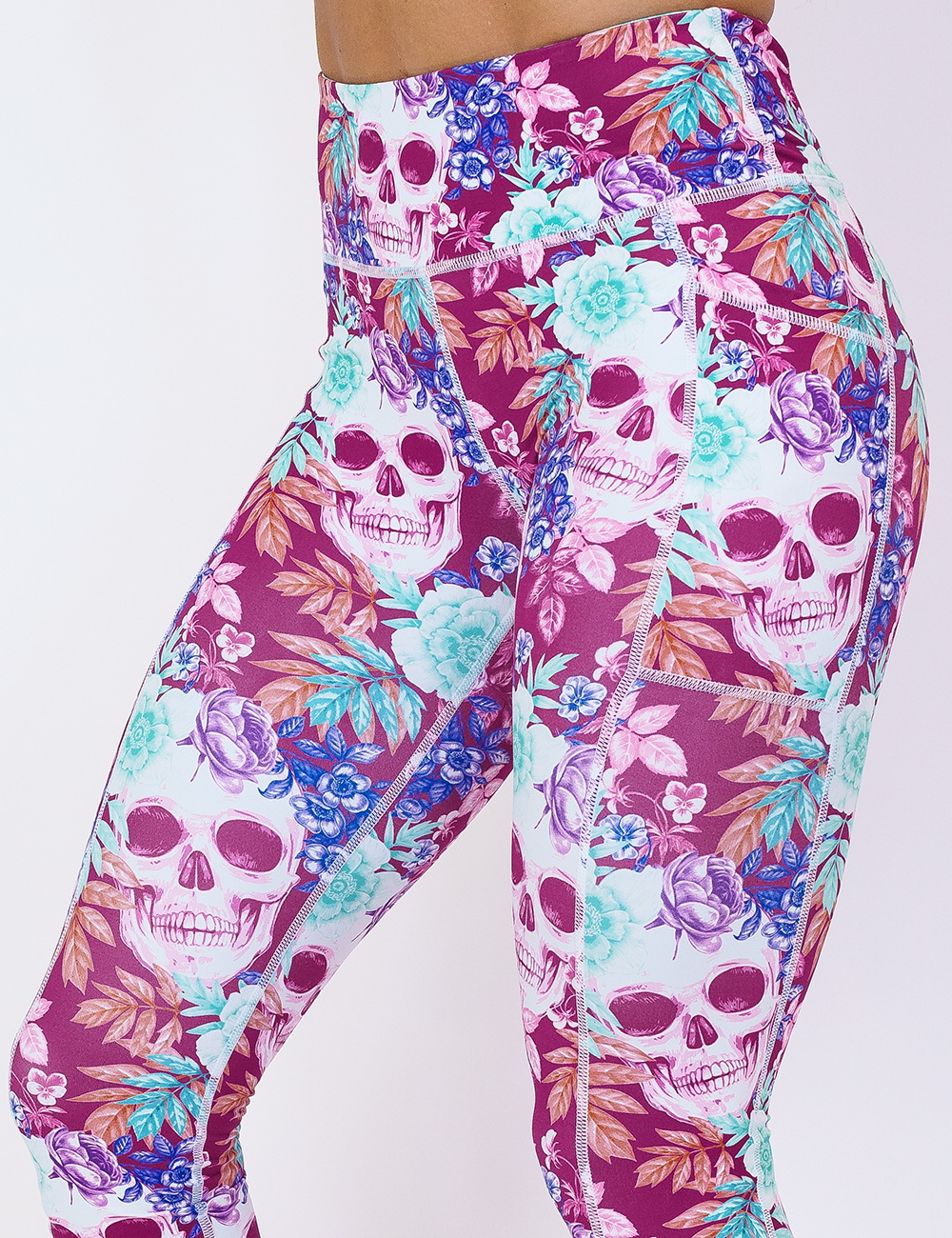 skull and flower patterned leggings