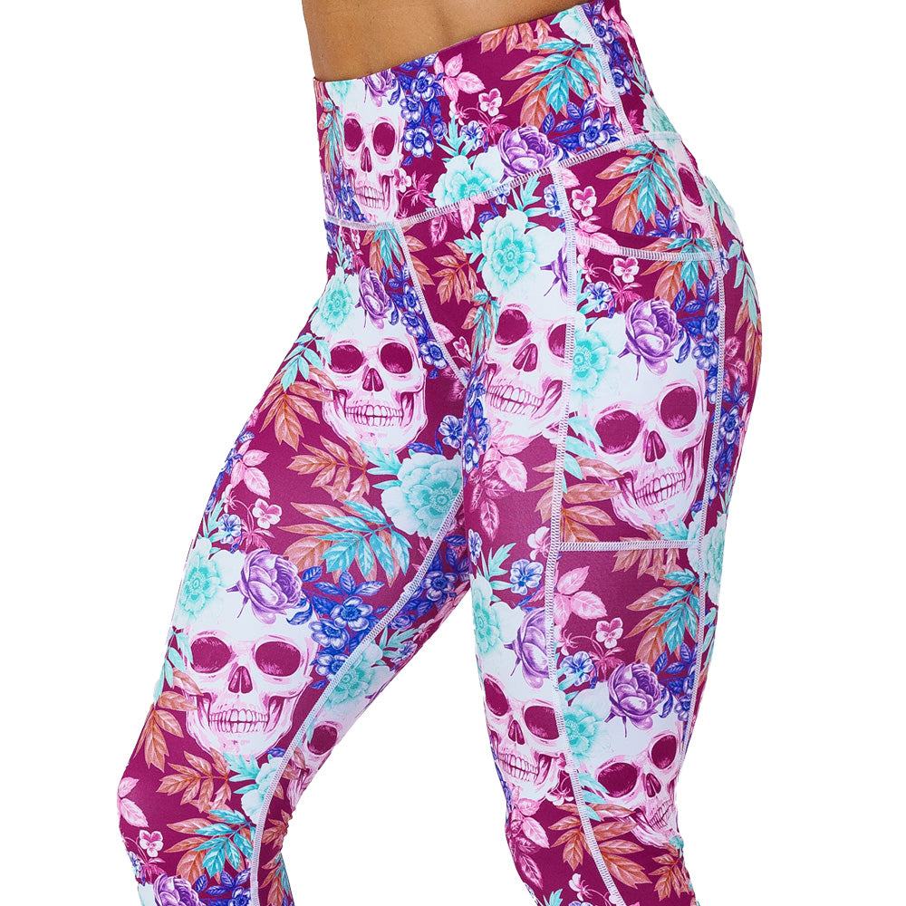 skull and flower patterned leggings