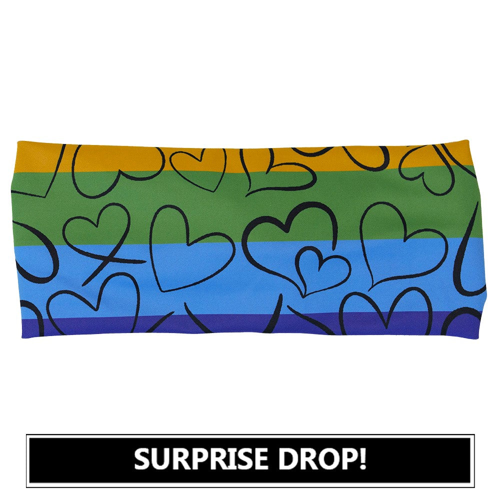 rainbow and heart outlines patterned headband surprise drop