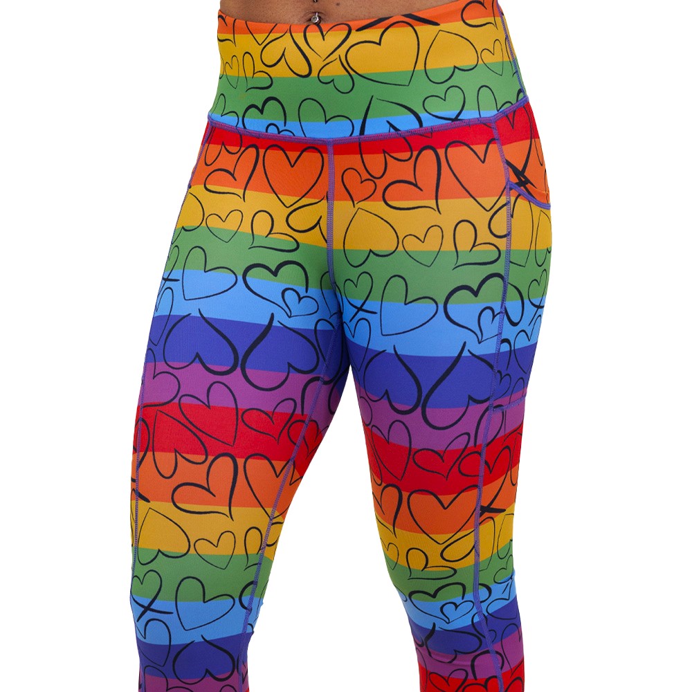 rainbow and heart outlines patterned leggings