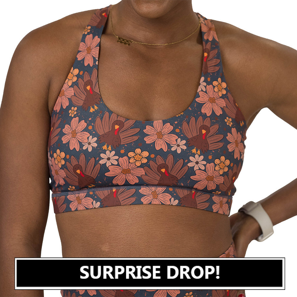 turkey and floral pattern bra