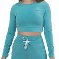 Turquoise long sleeve crop top