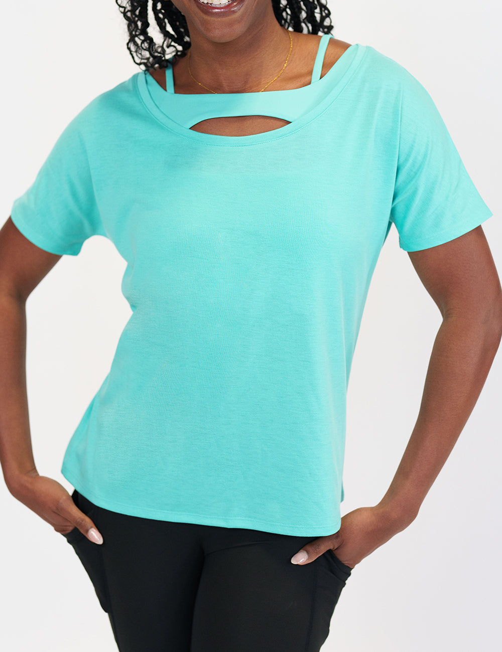 model wearing a Turquoise Slouchy Tee