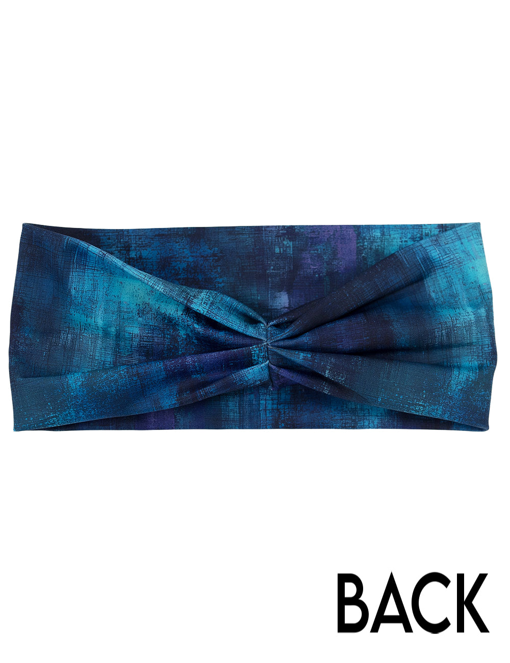 back of the blue, teal, and purple grunge concrete pattern headband
