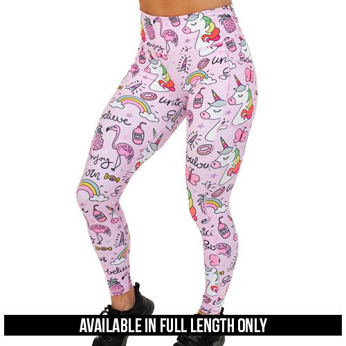 pink unicorn leggings available in full length only